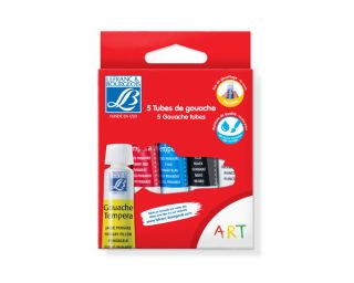 Gouache fine couleurs primaires, blister de 5 tubes 10 ml