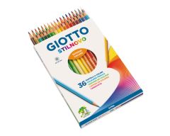 Crayons de couleur Giotto Stilnovo, étui de 36 avec accroche